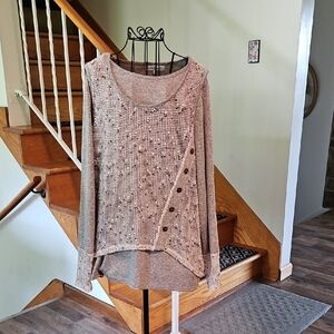 👚KEREN hart Brown Crew Neck Tunic with Elegant Texture